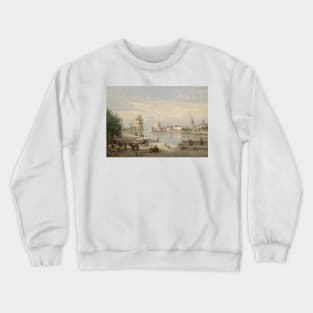 The Harbor of La Rochelle by Jean-Baptiste-Camille Corot Crewneck Sweatshirt